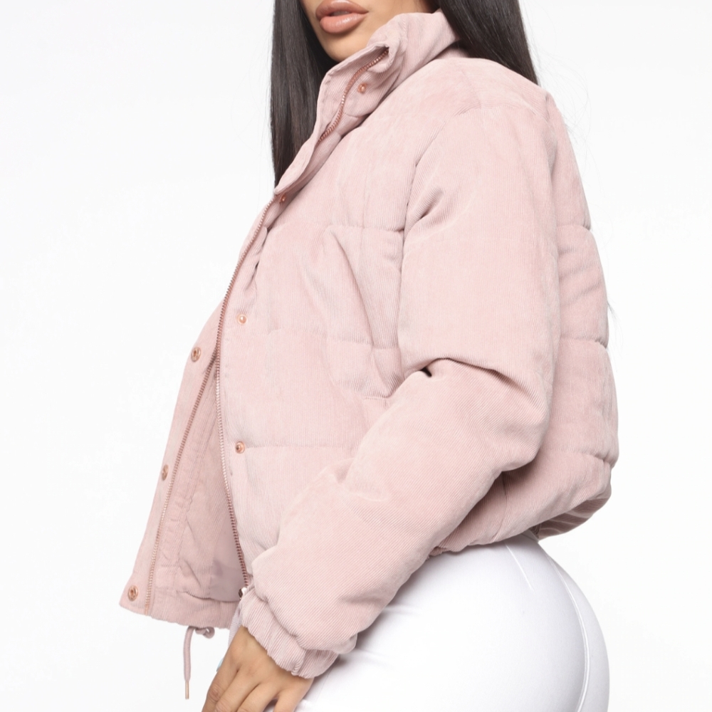 Ashley by 26 International Ribbed Pink Puffer Jacket - Picture 1 of 10